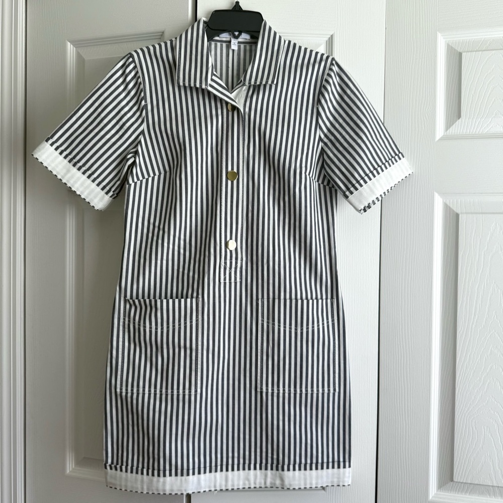 Derek Lam 10 Crosby Striped Utility Shirt Dress - Picture 2 of 7